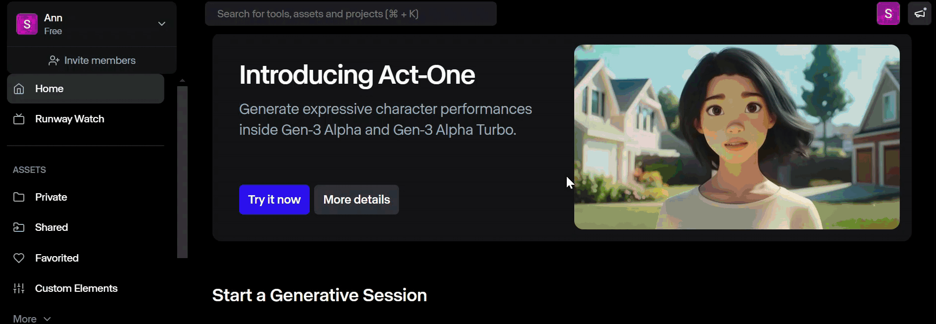Runway AI avatar video generator