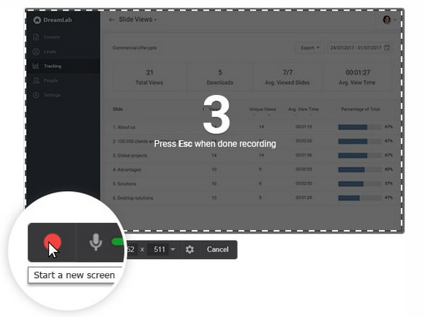 Free Cam by iSpring screen capture of the Recording Area