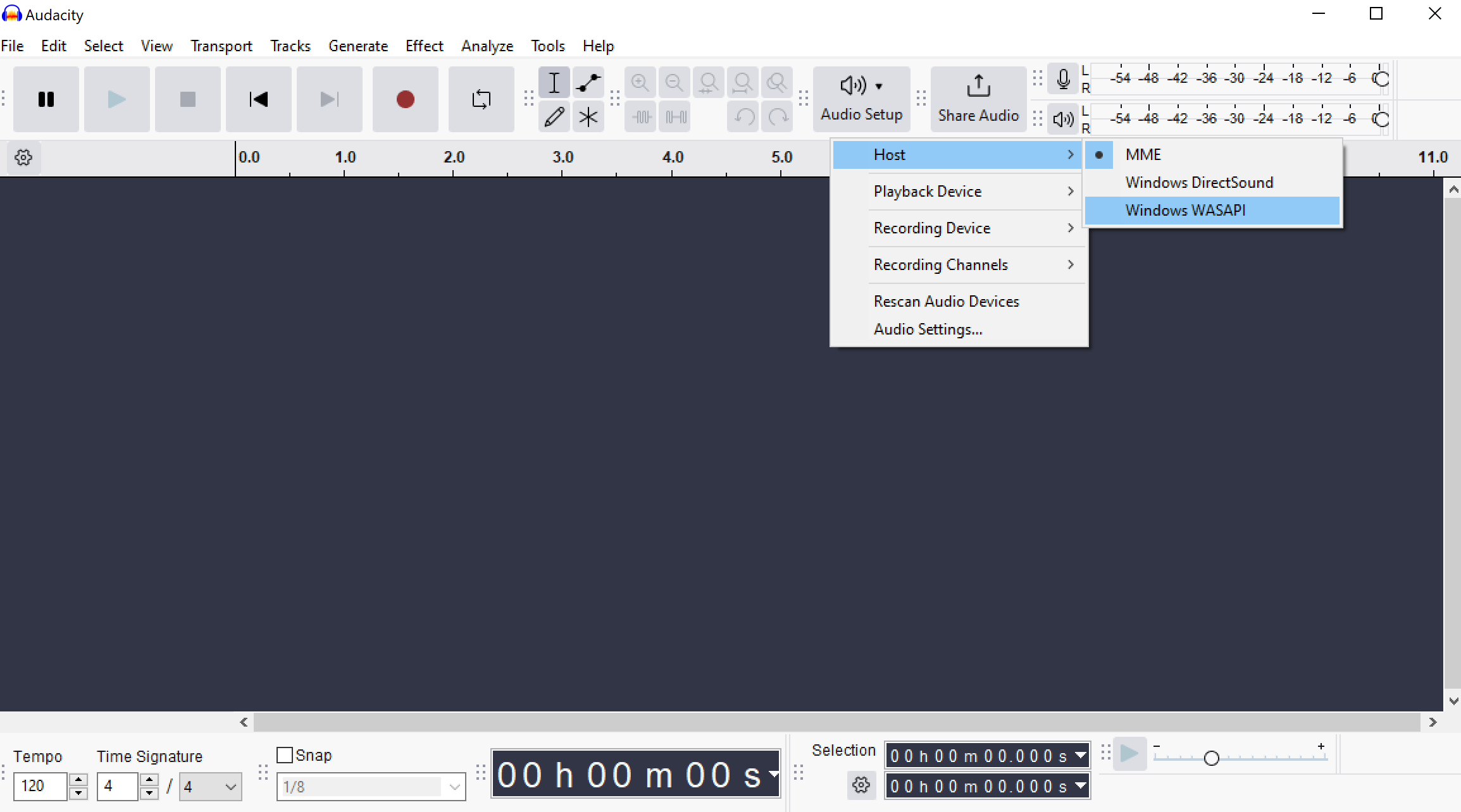 Audacity + WASAPI on Windows