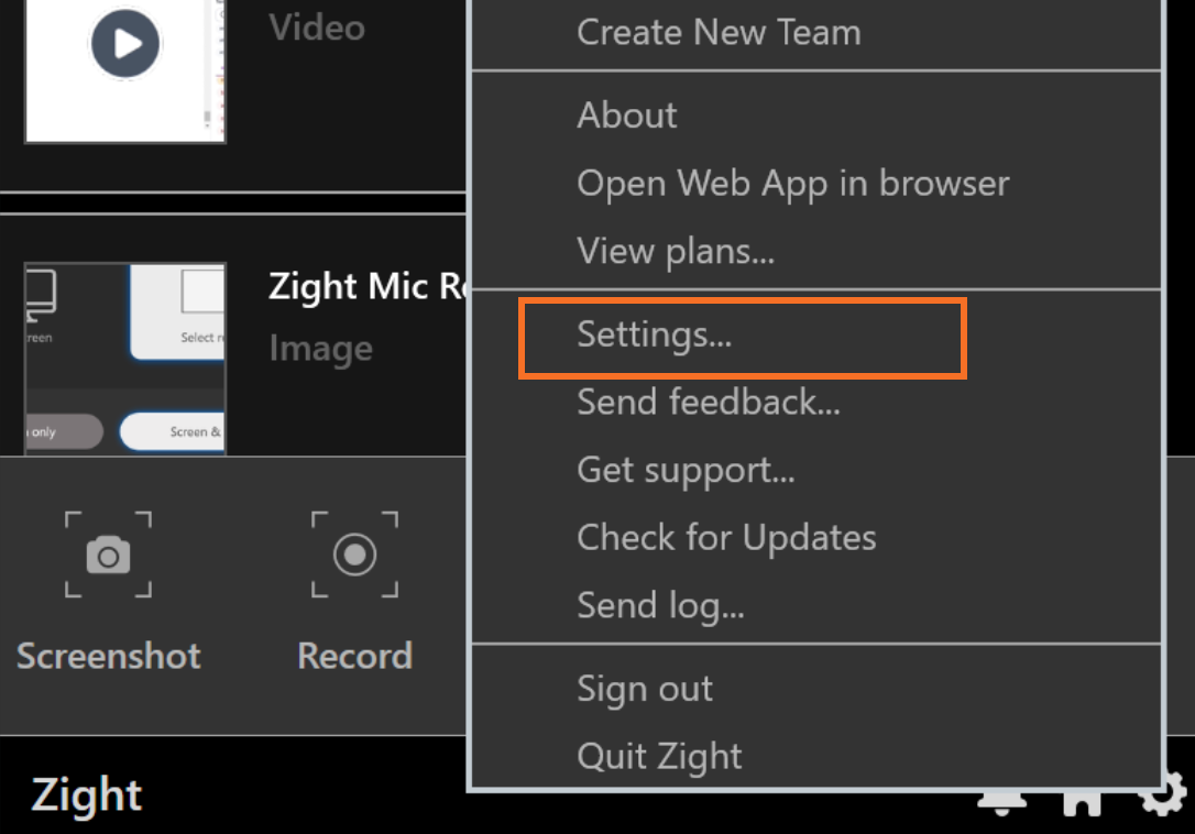 Zight Settings