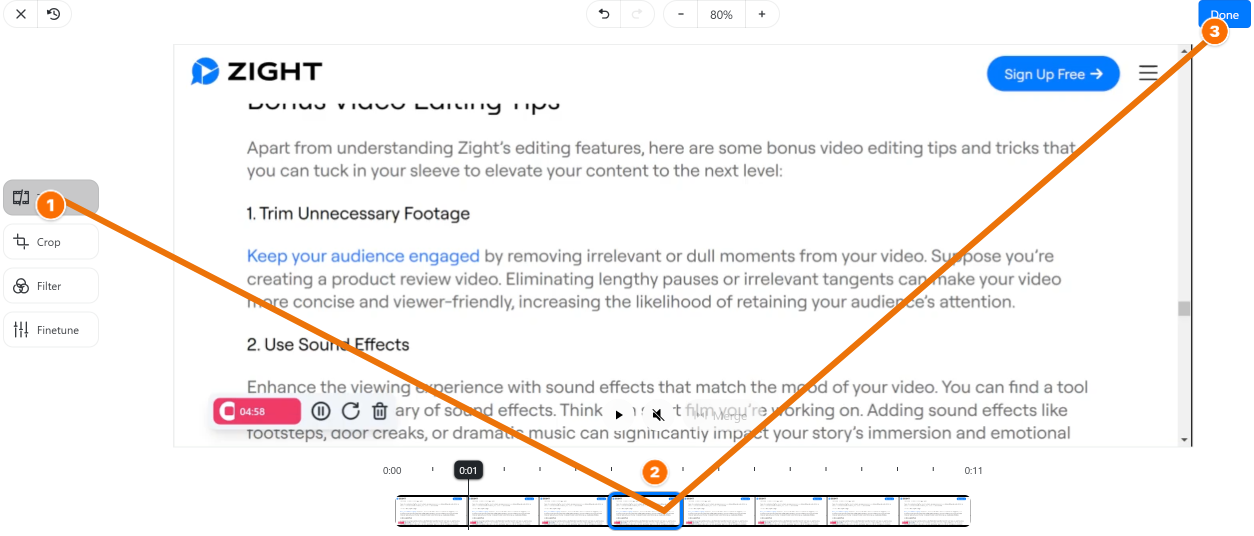 Trimming a Video Section with Zight