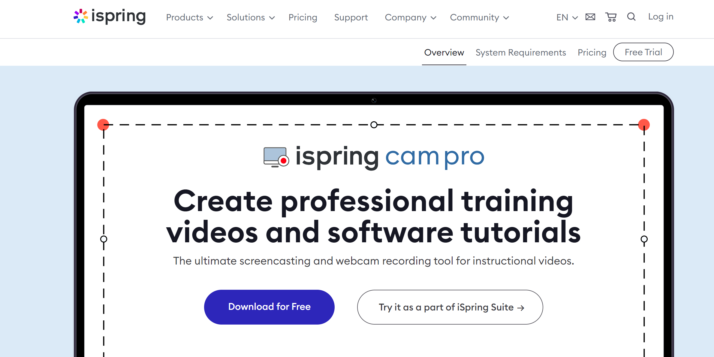 Free Cam by iSpring as one of the best free screen recorders