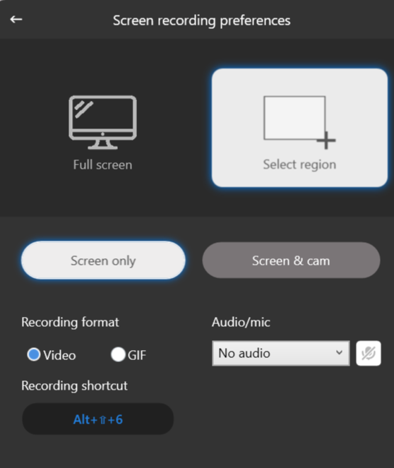 Zight recording options