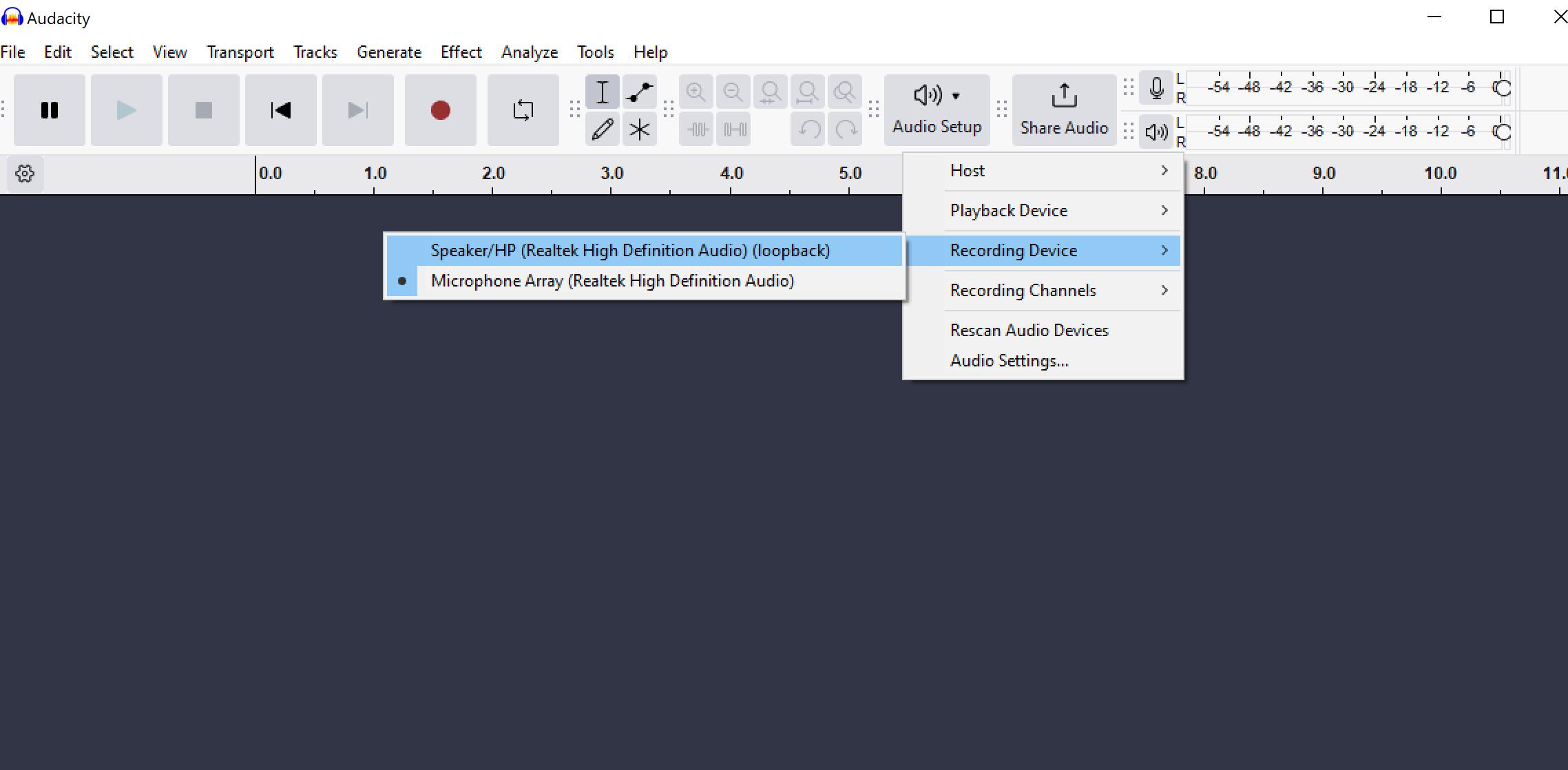 Audacity + WASAPI on Windows