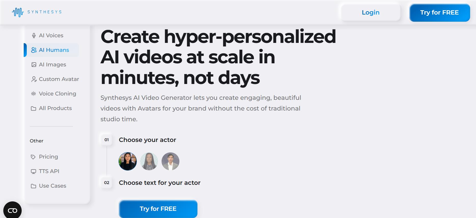 Synthesys.io Free AI Video Generator