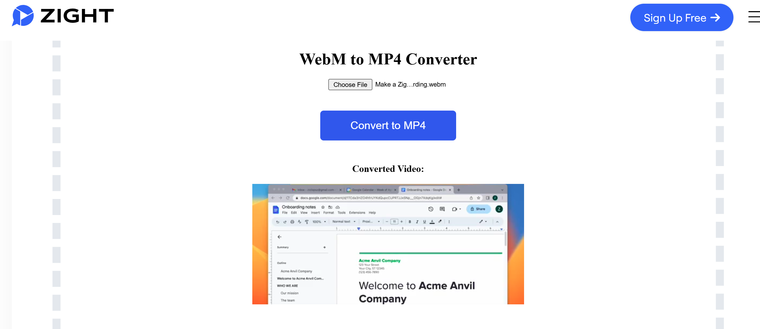 After converting from WebM to MP4