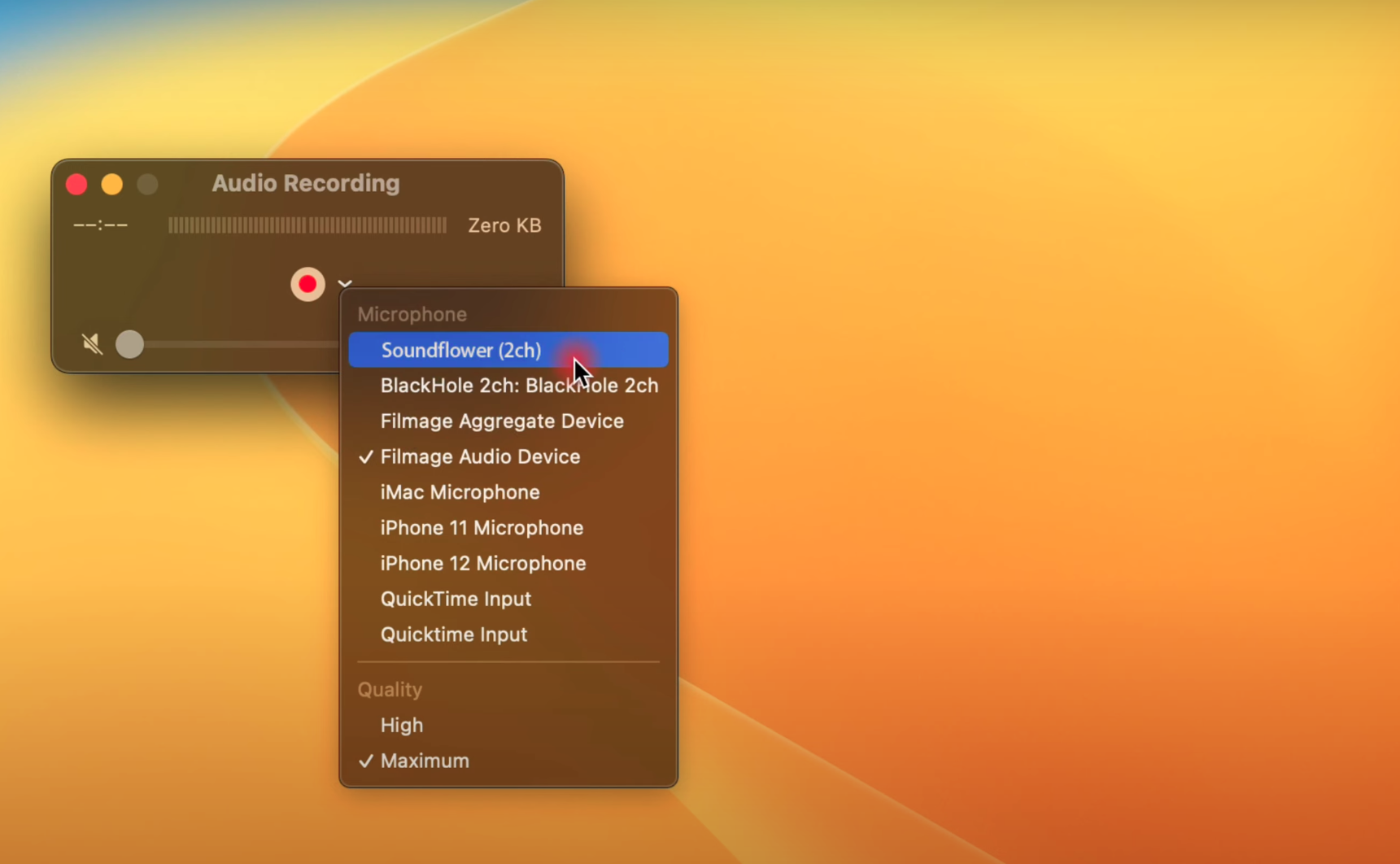 Using QuickTime Player + Soundflower