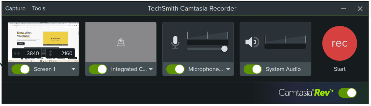 Camtasia UI