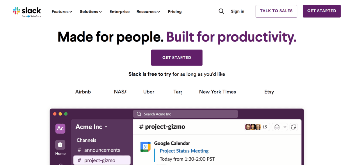 Slack productivity tool