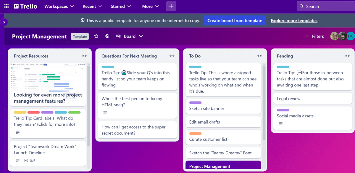 Trello remote work tool