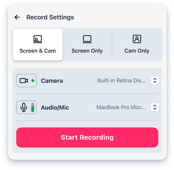 screen recording preferences