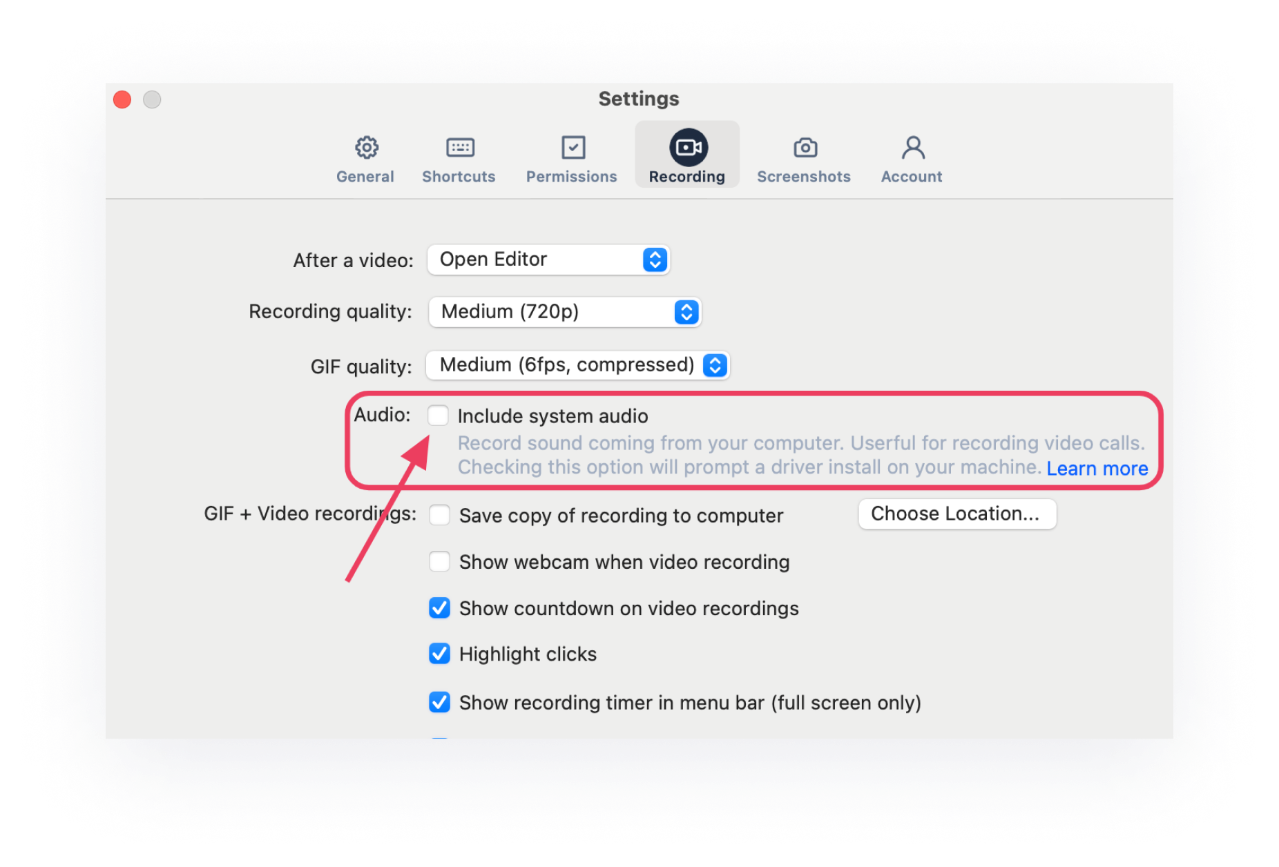 Turn On Record System Audio with Zight on Mac